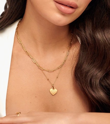 ABBOTT LYON Mini Heart Token Necklace (Gold) – small engraved pendant necklaces – jewellery / hearts