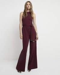 RIVER ISLAND Red Racer Belted Jumpsuit ~ sleeveless tie waist jumpsuits