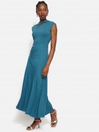 JIGSAW Slash Neck Dress in Blue ~ chic fit and flared hem occasion dresses