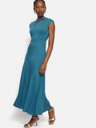 JIGSAW Slash Neck Dress in Blue ~ chic fit and flared hem occasion dresses