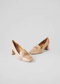 L.K. BENNETT Sydnie Trench Twist Trim Loafer Court Shoes ~ luxe beige block heel courts ~ womens smart loafers