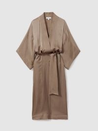 Reiss NELL TEXTURED BELTED KIMONO in MINK | tie waist kimonos | pool cover up | beach coverup | chic poolside clothing