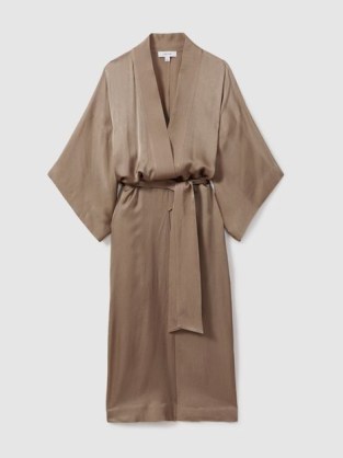 Reiss NELL TEXTURED BELTED KIMONO in MINK | tie waist kimonos | pool cover up | beach coverup | chic poolside clothing