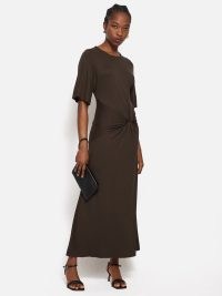 JIGSAW Twist Front Dress in Brown ~ chic clothing