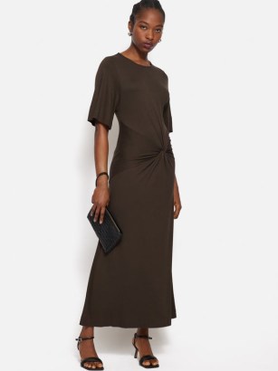 JIGSAW Twist Front Dress in Brown ~ chic clothing