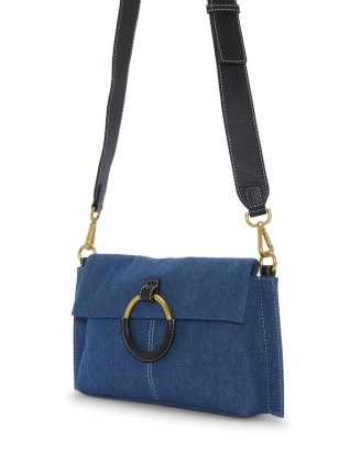 Vince Camuto Livee Denim Crossbody Bag | blue cotton and leather detail cross body bags