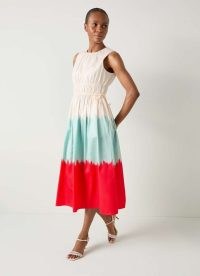 L.K. BENNETT Viola Dip Dye Dress / women’s sleeveless colour block cotton midi dresses