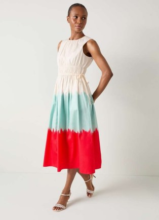 L.K. BENNETT Viola Dip Dye Dress / women’s sleeveless colour block cotton midi dresses