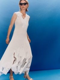 JIGSAW Abstract Lace Embroidery Dress in Ivory ~ sleeveless astmmetric hemline dresses ~ beautiful summer clothing