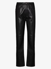 AGOLDE Black ’90s Pinch Waist Leather Trousers ~ women’s luxe clothing