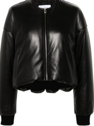 Alaïa Leather Bomber Jacket in Black | women’s collarless zip up jackets