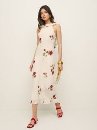 Reformation Portia Dress American Beauty / floral sleeveless occasion dresses / feminine wedding guest clothing