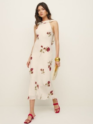 Reformation Portia Dress American Beauty / floral sleeveless occasion dresses / feminine wedding guest clothing