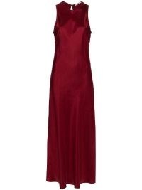Asceno Red Valencia Silk Dress in Burgundy Red ~ silky sleeveless maxi dresses
