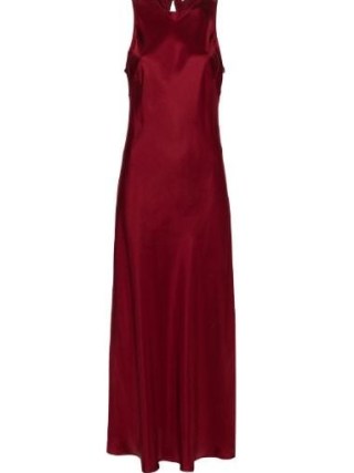 Asceno Red Valencia Silk Dress in Burgundy Red ~ silky sleeveless maxi dresses