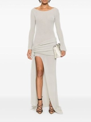 Aya Muse Astra Dress in Light Grey ~ chic knitted long sleeve maxi dresses