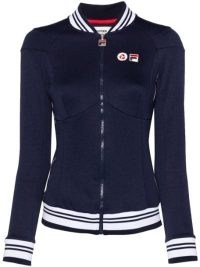 BETTTER Appliquéd Sweatshirt in Navy blue, white and red – women’s fitted zip front sweatshirts – women’s sweat top