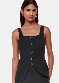 WHISTLES Sofia Crepe Waistcoat Colour: Black ~ women’s sleek summer waistcoats
