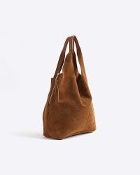 River Island Brown Panel Suede Slouch Tote Bag | slouchy boho style bags