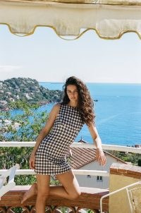 With Jéan Cassia Dress Gingham / sleeveless checked slim fit mini dresses