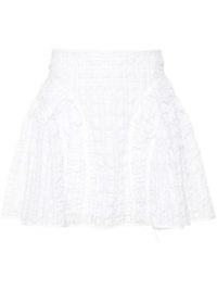 Cecilie Bahnsen White Oda Mini Skirt | women’s short seersucker style fit and flare skirts