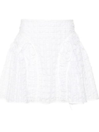 Cecilie Bahnsen White Oda Mini Skirt | women’s short seersucker style fit and flare skirts