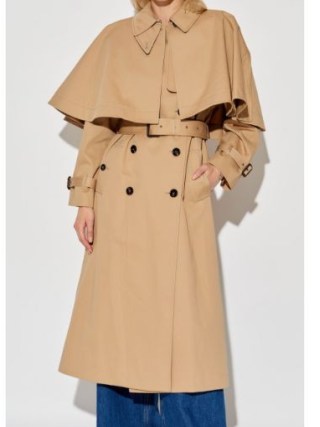 Chloé Brown Cape Cotton Trench Coat ~ women’s classic belted coats with removable capes