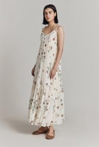 GHOST Clarice Floral Georgette Maxi Dress Botanical Floral – tiered empired waist slip dresses