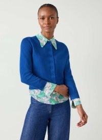 L.K. BENNETT Connie Mazarine Blue Cardigan – cute cropped cardi – women’s crop hem cardigans