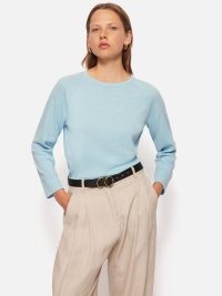 JIGSAW Cotton Luxe Raglan Tee Cool Blue / women’s long sleeve slub jersey T-shirt