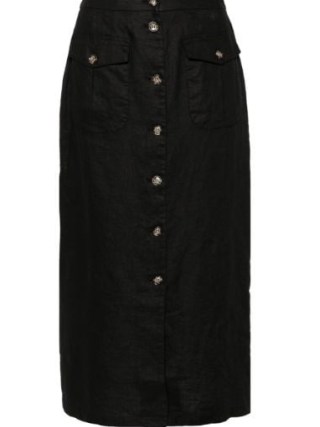 DÔEN Black Lourdes Skirt ~ front button up midi pencil skirts