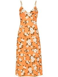 Emilia Wickstead Orange Amaris Floral-Print Dress / tangerine and white strappy floral dresses