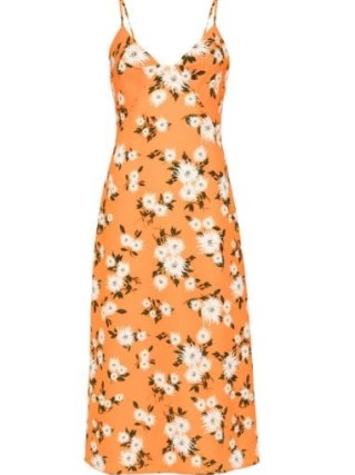 Emilia Wickstead Orange Amaris Floral-Print Dress / tangerine and white strappy floral dresses