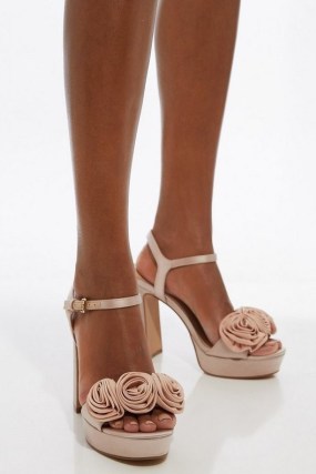 KAREN MILLEN Flower Corsage Detail Platform Heel in Blush / floral platforms