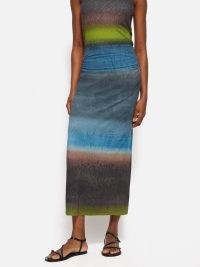 JIGSAW Glazed Abstract Jersey Skirt in Brown ~ column style summer skirts