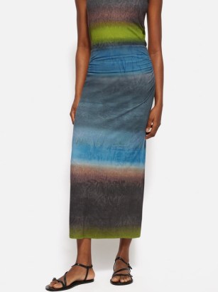 JIGSAW Glazed Abstract Jersey Skirt in Brown ~ column style summer skirts