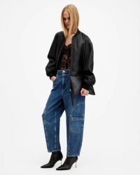 ALLSAINTS Hailey Mae Denim Jeans in Mid Indigo | women’s blue tapered cargo jean