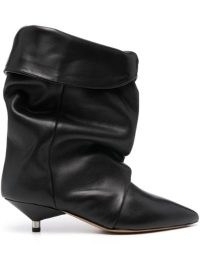 ISABEL MARANT Black Slouched Leather Boots ~ slouchy kitten heel boot