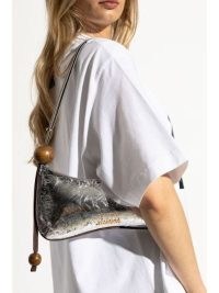 Jacquemus Le Bisou Perle Shoulder Bag in Silver / crinkled leather baguette style bags / small luxe metallic handbag