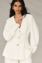 MESHKI KENDALL Balloon Sleeve Jacket Ivory ~ luxe style off white jackets