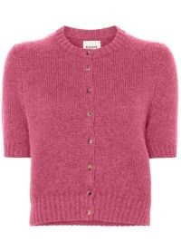 KHAITE Pink The Nora Short-Sleeve Cardigan ~ luxe cashmeere cardigans