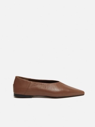 Jigsaw Linnie Tan Flat Pointed Ballerina | women’s brown leather flats