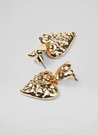 L.K. BENNETT Love Gold Double Hammered Heart Earrings – statement drops – jewellery with hearts