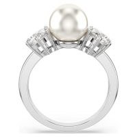 SWAROVSKI Matrix cocktail ring Crystal pearl, Round cut, White, Rhodium plated – rings with crystals