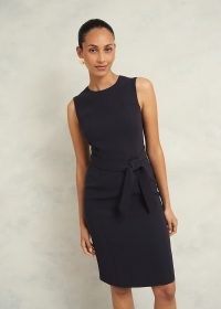 HOBBS MEL DRESS COLOUR: NAVY ~ chic dark blue sleeveless tie waist dresses