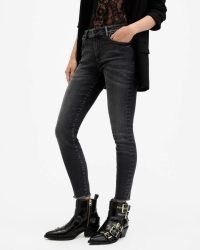 ALLSAINTS Miller Push Up Skinny Fit Denim Jeans in Washed Black | women’s cropped skinnies