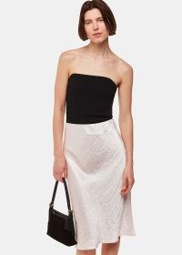 WHISTLES Satin Knee Length Skirt Colour: Neutral ~ silky luxe style skirts
