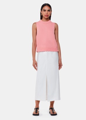 WHISTLES Indie Rib Detail Tank Colour: Pink ~ women’s sleeveless sweater ~ womens knitted tanks