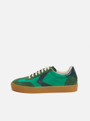 Jigsaw Portland Green Vintage Classic Trainer | women’s tonal colourblock trainers | retro style leather sneakers