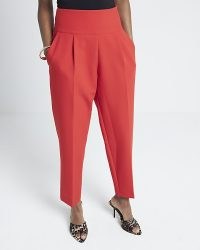 RIVER ISLAND Red High Waisted Straight Trousers ~ women’s front pleat trouser ~ smart fashion